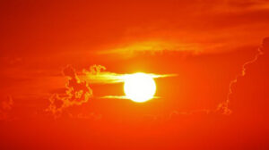 The sun at the beginning of a solar eclipse