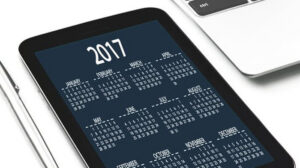 A calendar shows 2017 and the dates of the year.